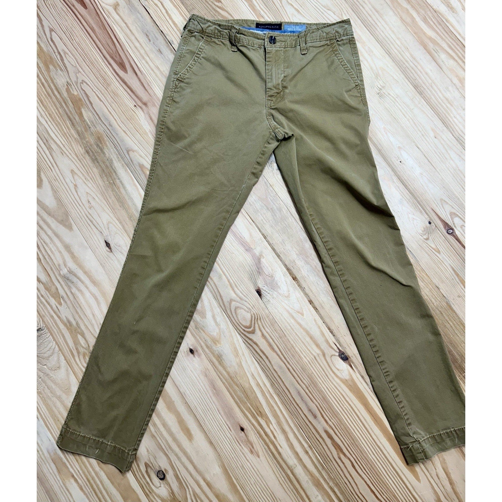 Aeropostale Pants Men's 29/32 Tan Slim Straight Cotton Blend Casual Pockets.