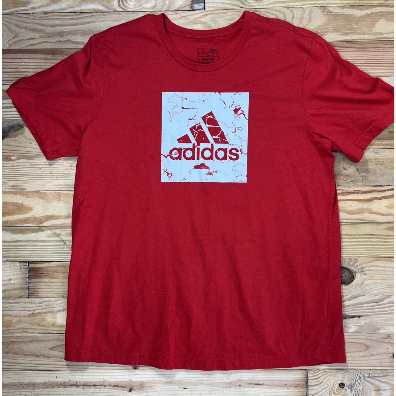 Adidas Bos Marble Logo T Shirt Red Size XL