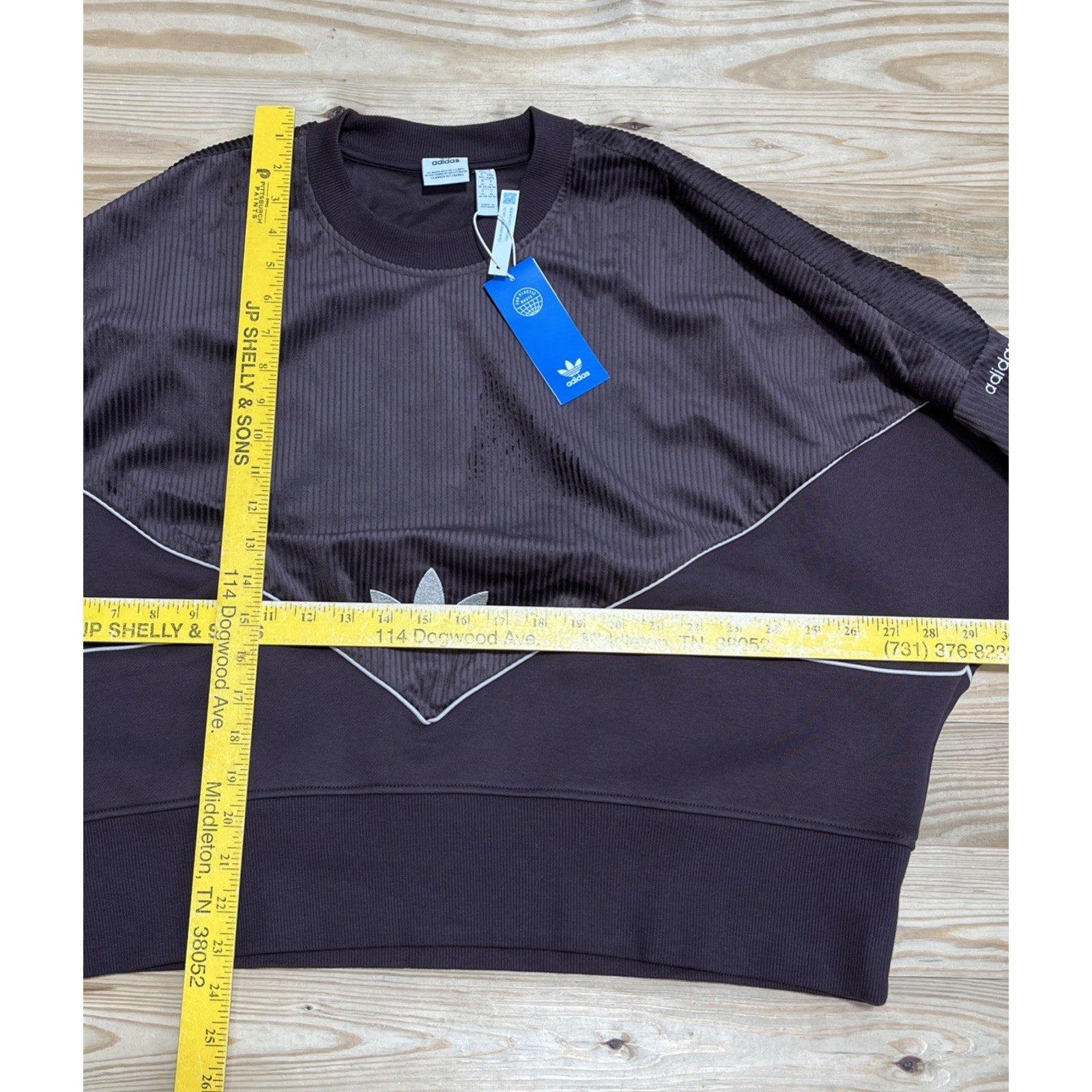 NWT Women’s Adidas BF Corduroy Mixed Material Crop Oversized Sweatshirt Size XL