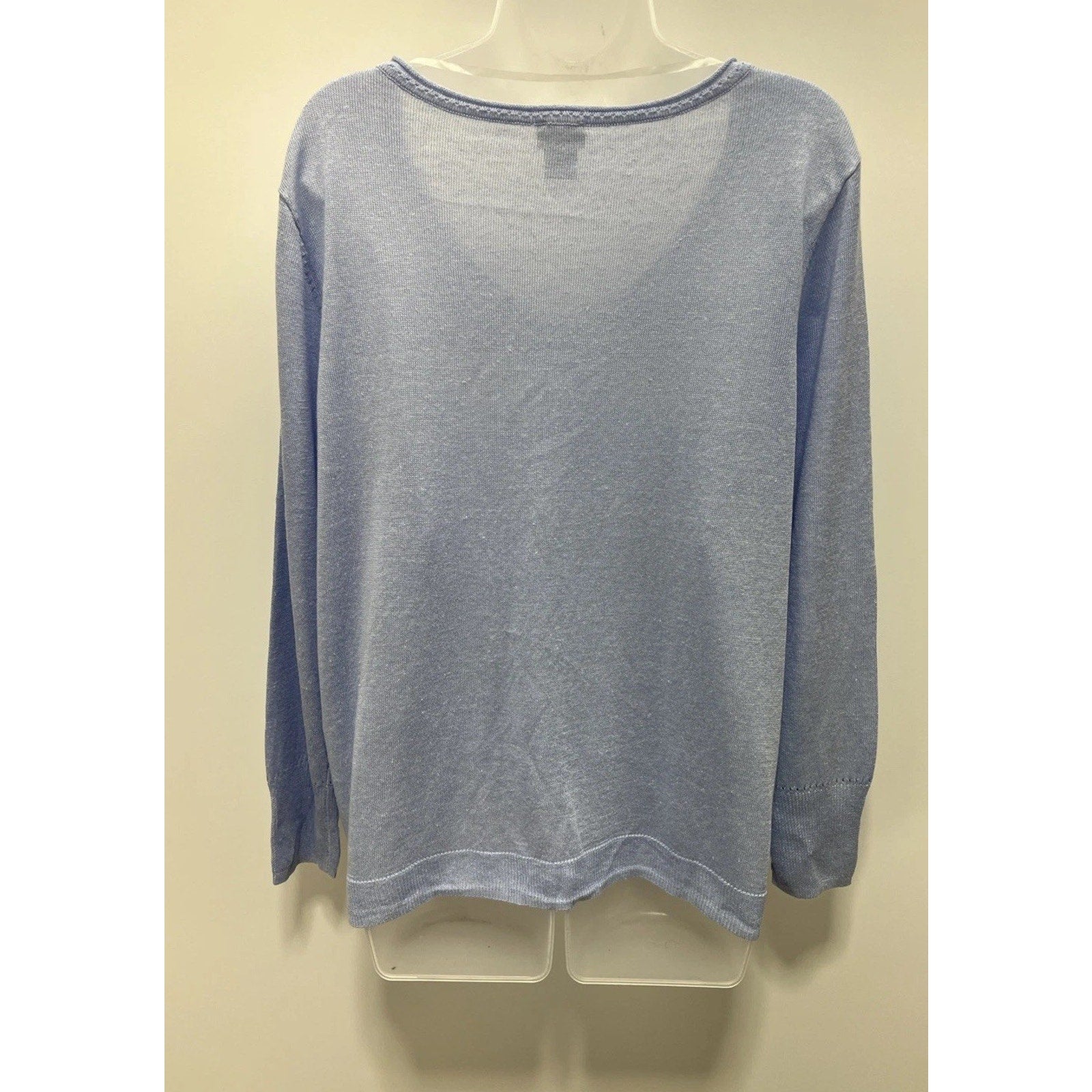 NWT Chicos Pullover Lightweight V Neck Linen Sweater Norwegian Blue Size 2P LP
