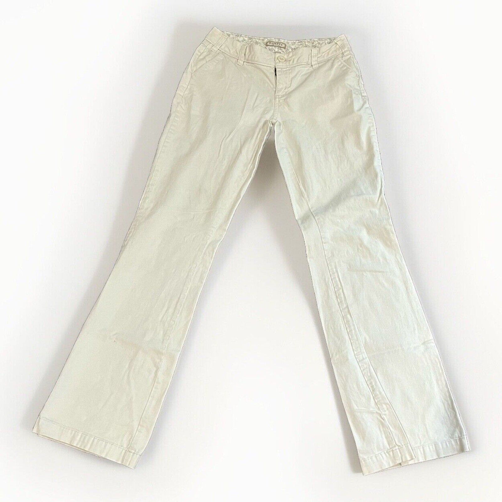 Arizona Women Tan Flat Front Medium Wash Bootcut Pants Size 3L