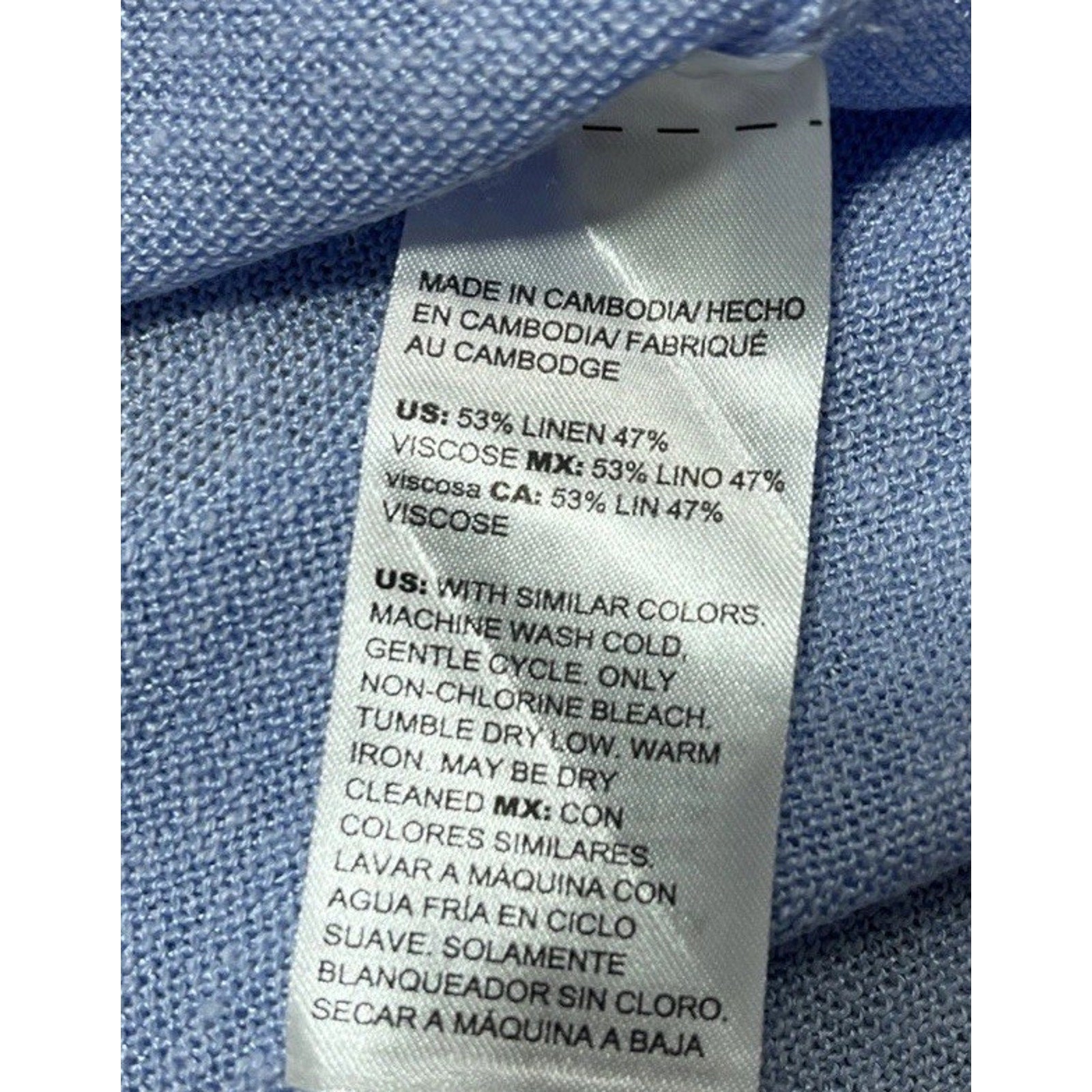 NWT Chicos Pullover Lightweight V Neck Linen Sweater Norwegian Blue Size 2P LP