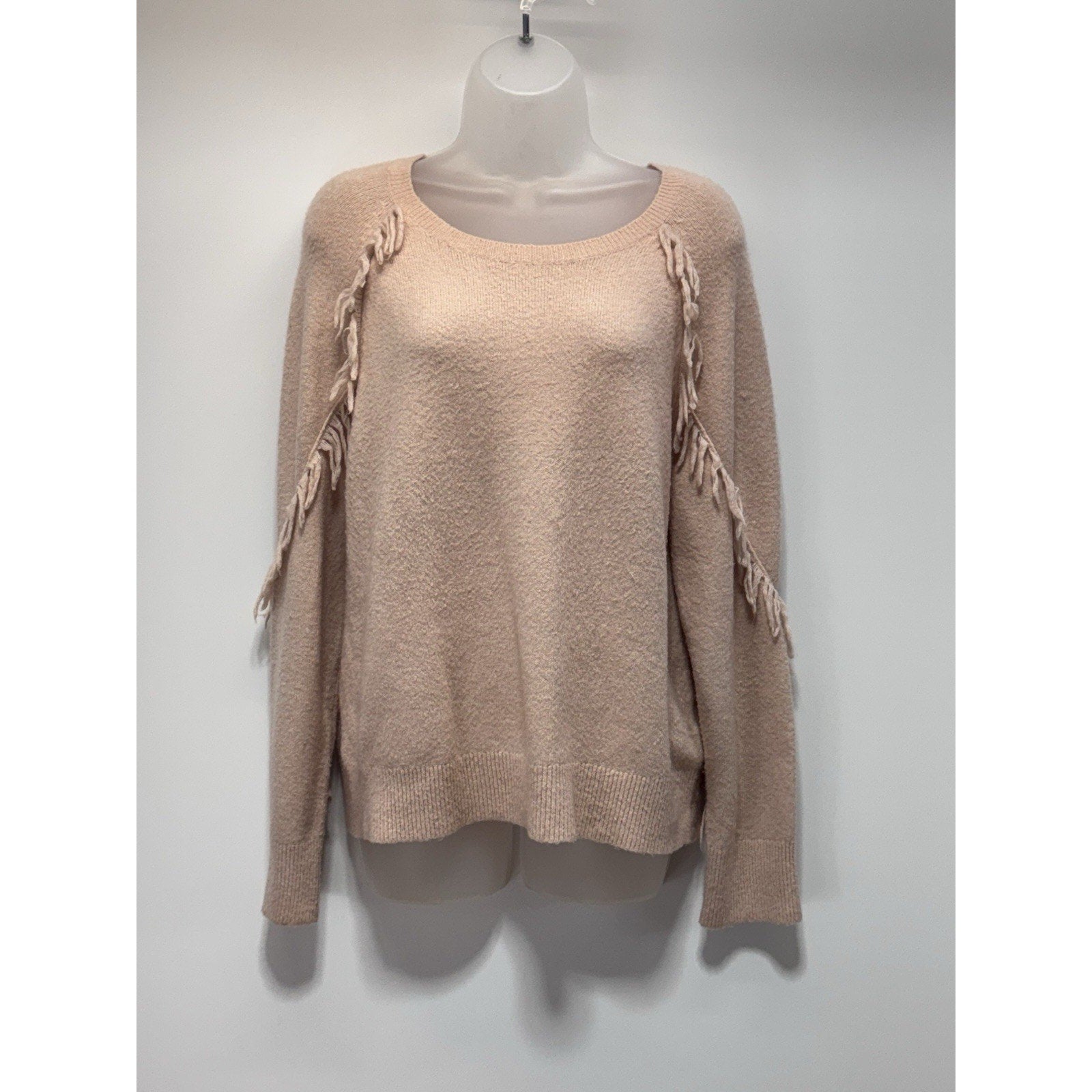 Calvin Klein Sweater Pullover Beige Knit Long Sleeve Round Neck Women’s Large