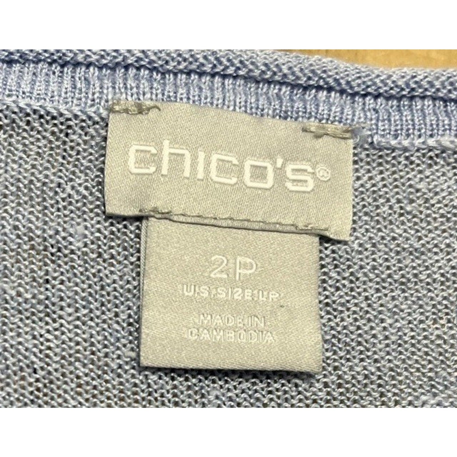 NWT Chicos Pullover Lightweight V Neck Linen Sweater Norwegian Blue Size 2P LP