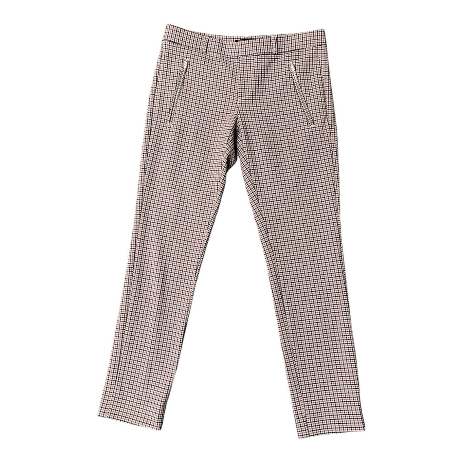 Banana Republic Sloan Dress Pants Women's Size 2 Pink Plaid Mid Rise 30x28
