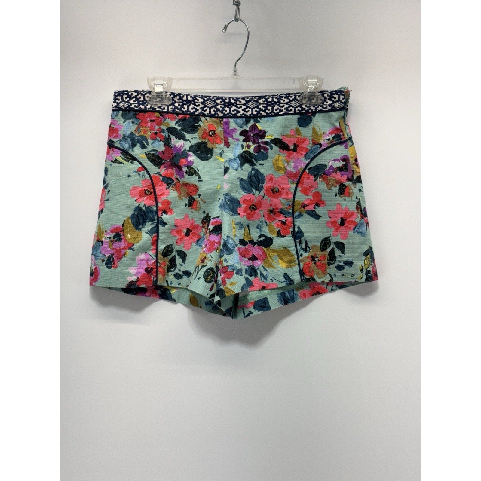 Anthropology Cartonnier Skyflower Shorts Green Floral Women’s Size 8