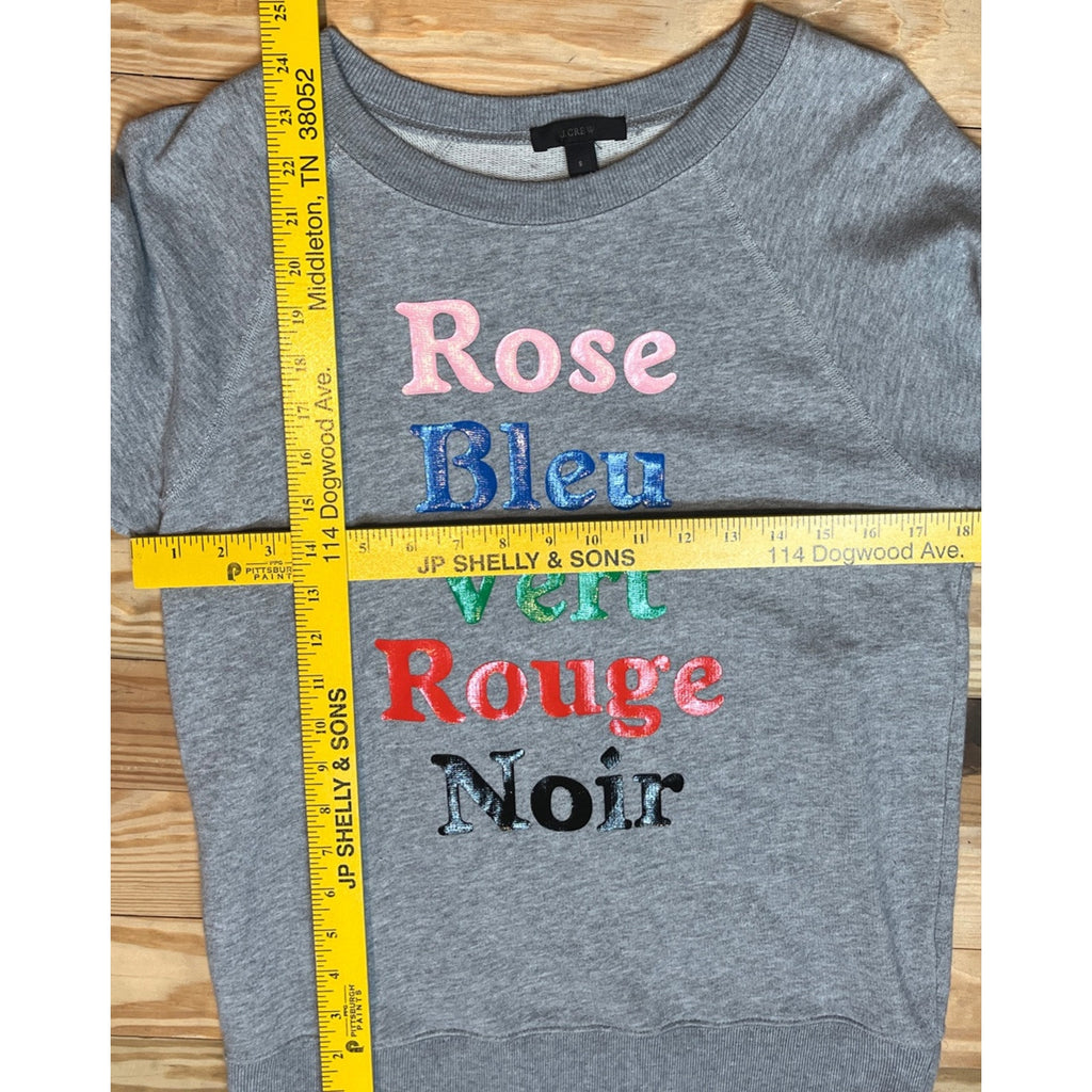 J Crew Super Soft Gray French Colors Sweatshirt Size S EUC