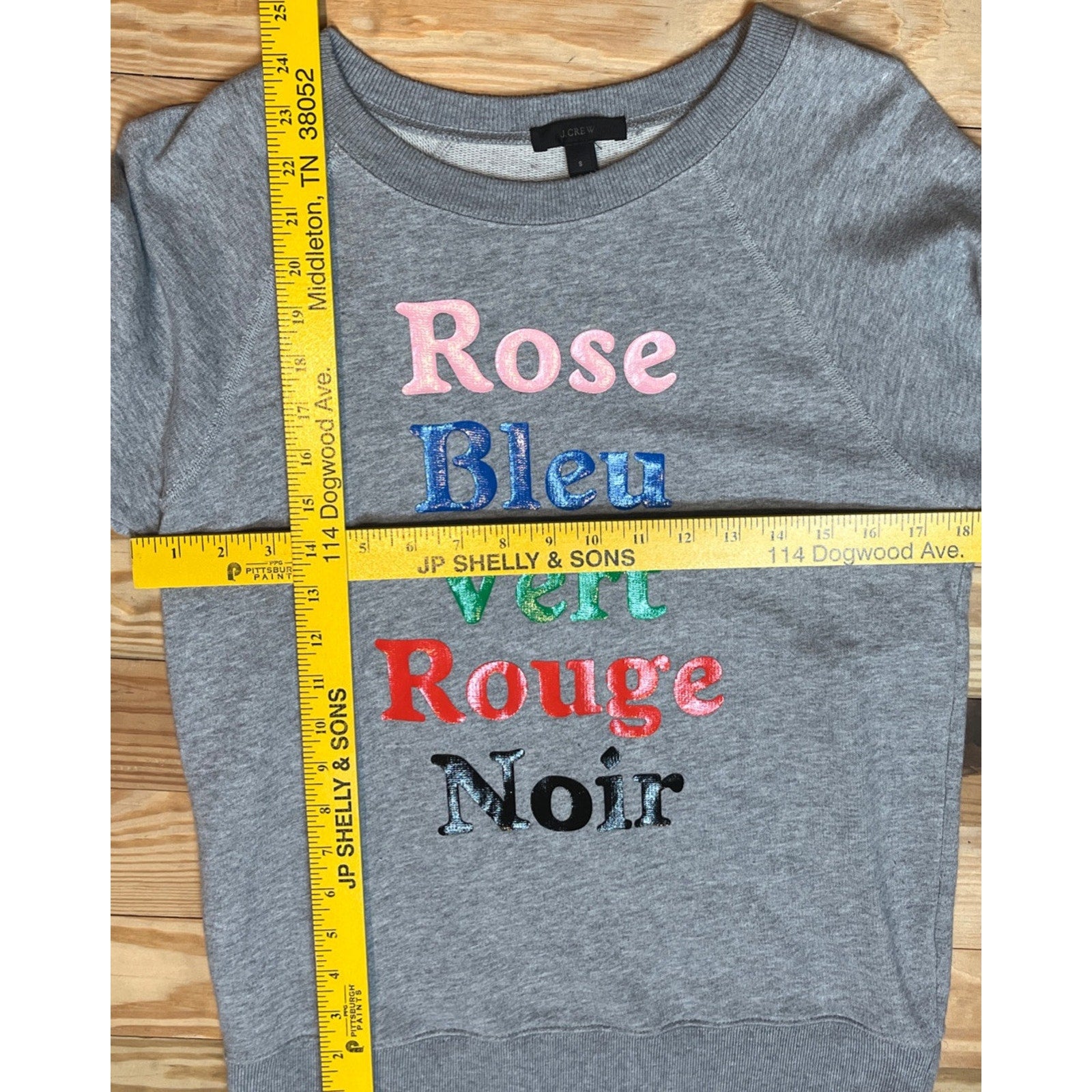 J Crew Super Soft Gray French Colors Sweatshirt Size S EUC