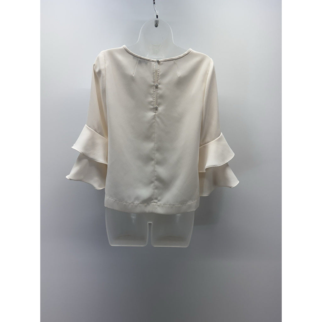 J. CREW Tiered Ivory Bell-Sleeve Top in Drapey Crepe Women’s Size 4P