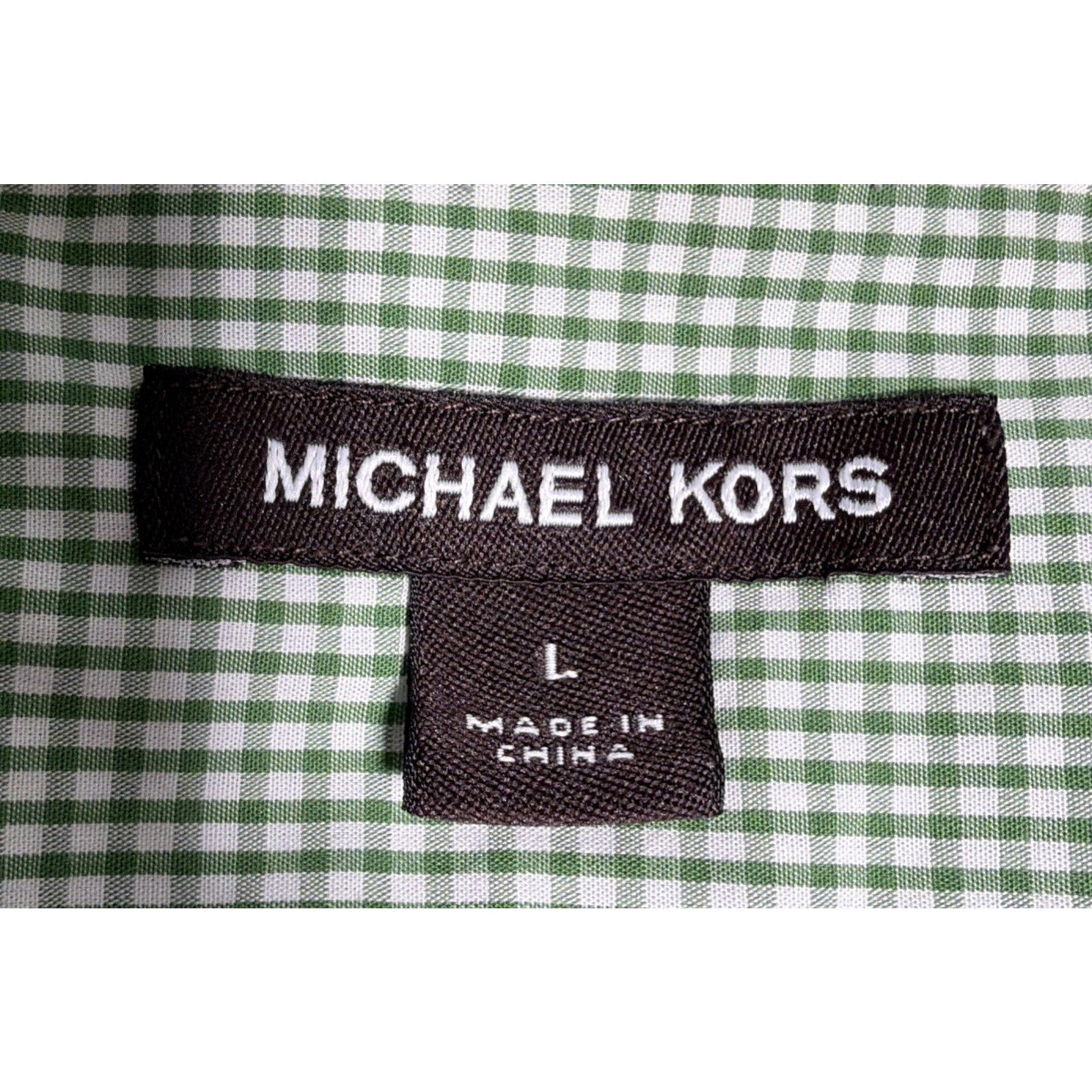 MICHAEL KORS DESIGNER BUTTON UP LONG SLEEVE SHIRT Mens L Gingham Check Preppy
