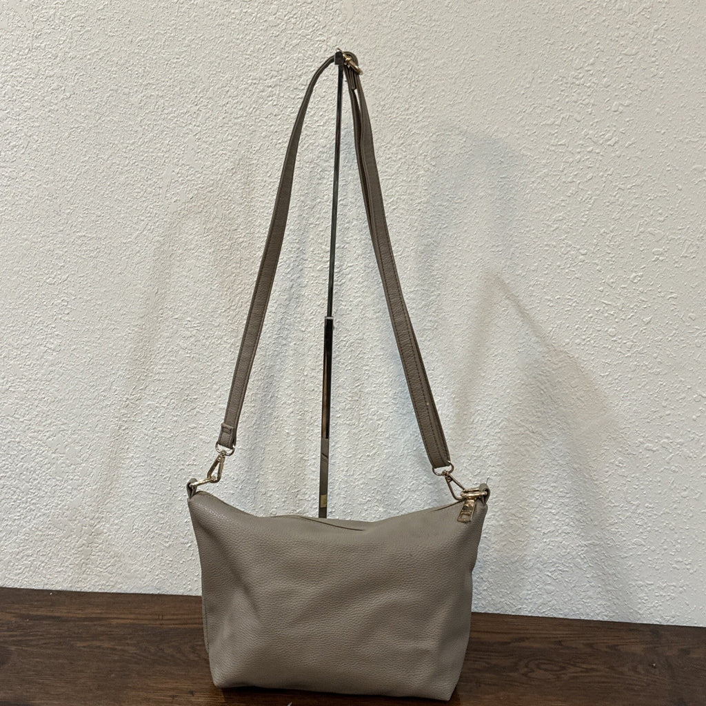 Bebe Crossbody Taupe Vegan Leather Purse Shoulder Bag Simple Zipper Removable