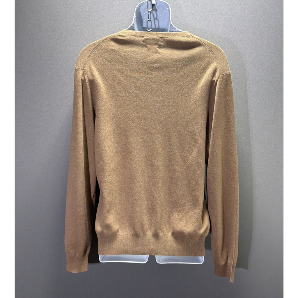 Polo Ralph Lauren Tan Pima Cotton Long Sleeve Sweater Burgundy Pony Size Medium