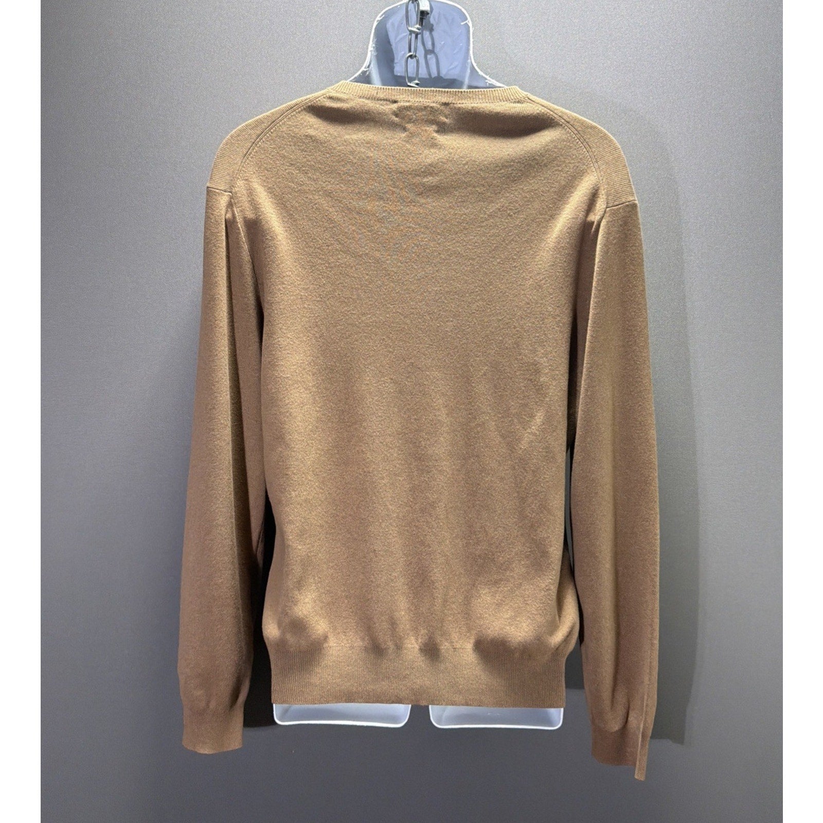 Polo Ralph Lauren Tan Pima Cotton Long Sleeve Sweater Burgundy Pony Size Medium