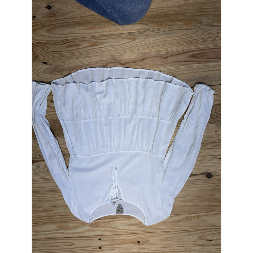 Como Vintage Blouse White Long Peasant Sleeve Women’s Size Small Bohemian Hippie
