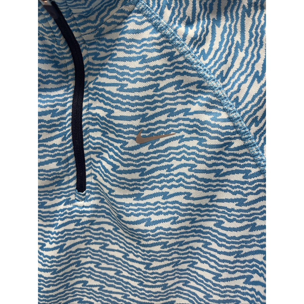 Nike Youth Girls Long Sleeve Running Shirt Blue Athletic Zip Dri Fit L