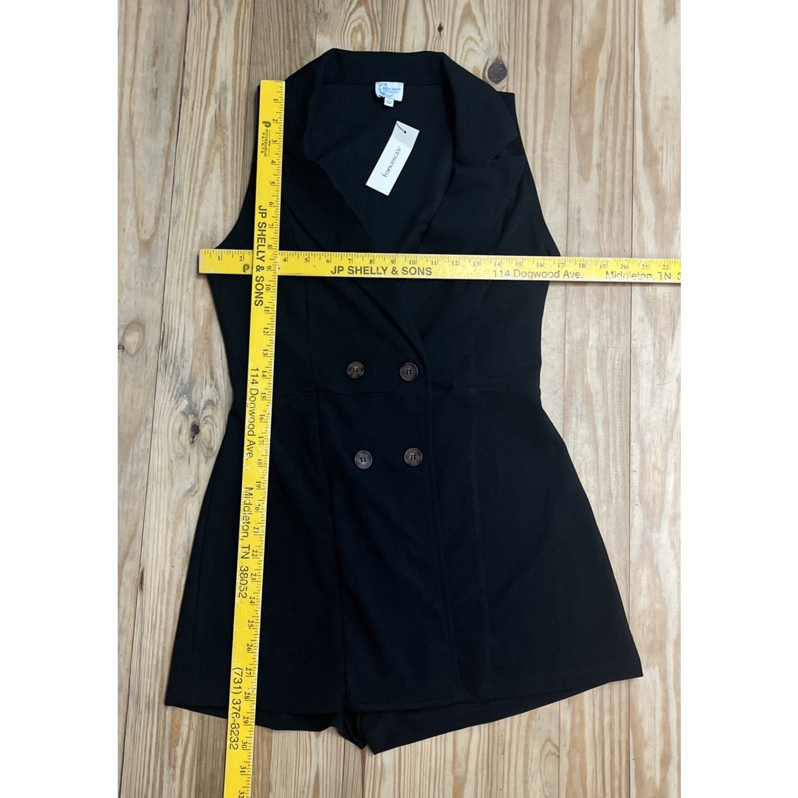 NWT Blue Rain X Francesca’s Womens Black Romper Sz S Button Down Sleeveless