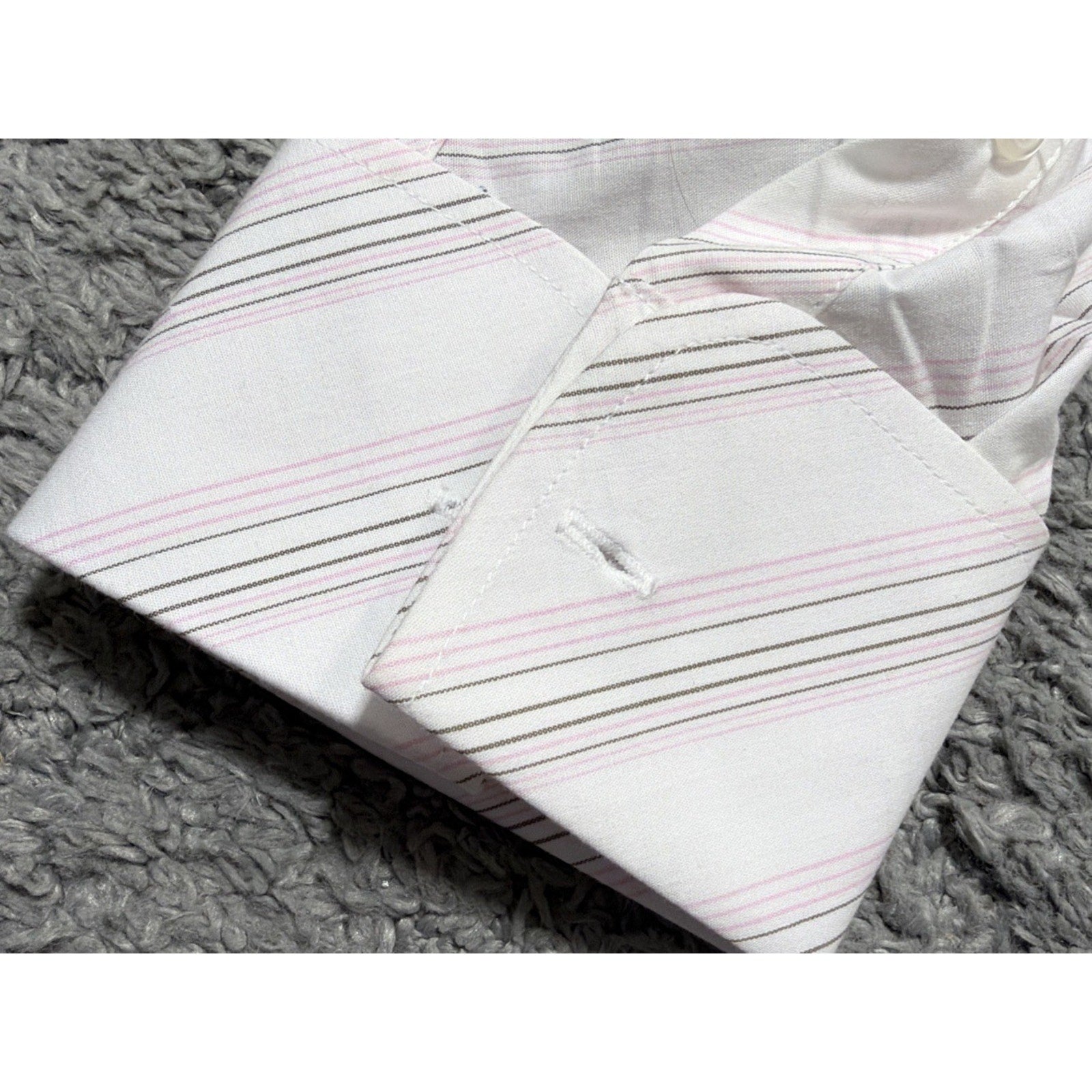 INSERCH Italy Designer Button Down White Pink Striped Size XL NWT