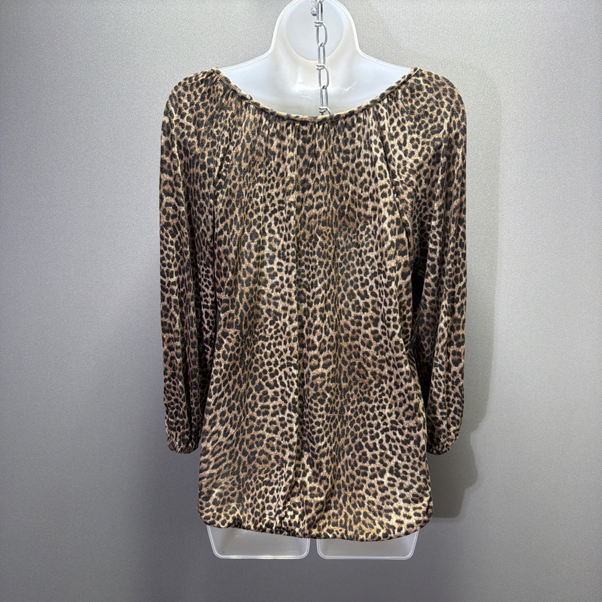 Michael Kors Women's Animal Print Pullover Blouse Long Sleeve Brown Size Small