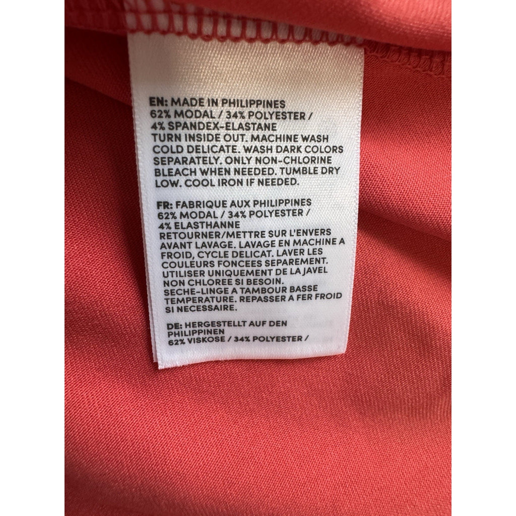 Lands' End Coral Sleeveless Dress Womens Small Ruched Waist Fit Flare Modal Knit
