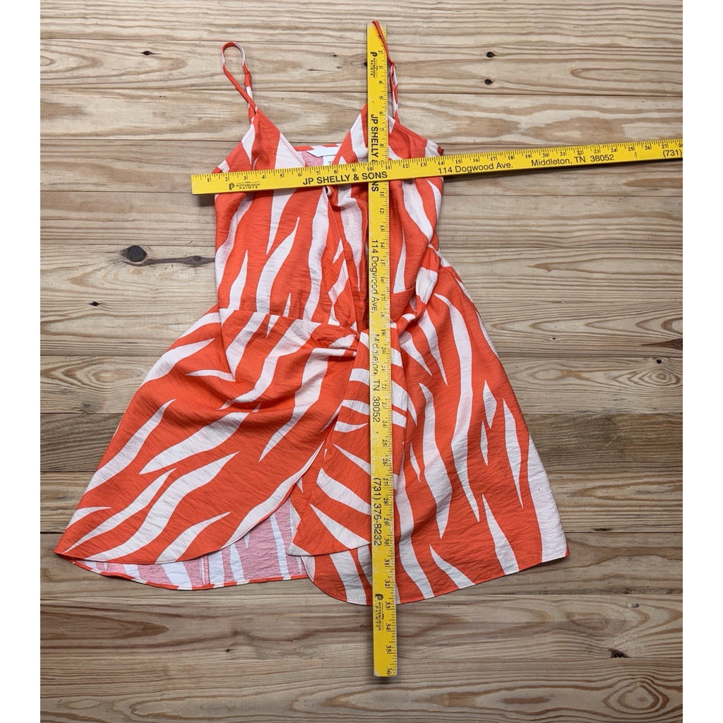 H&M Orange White Wrap Dress Spaghetti Straps Tank Women’s Size X-Small
