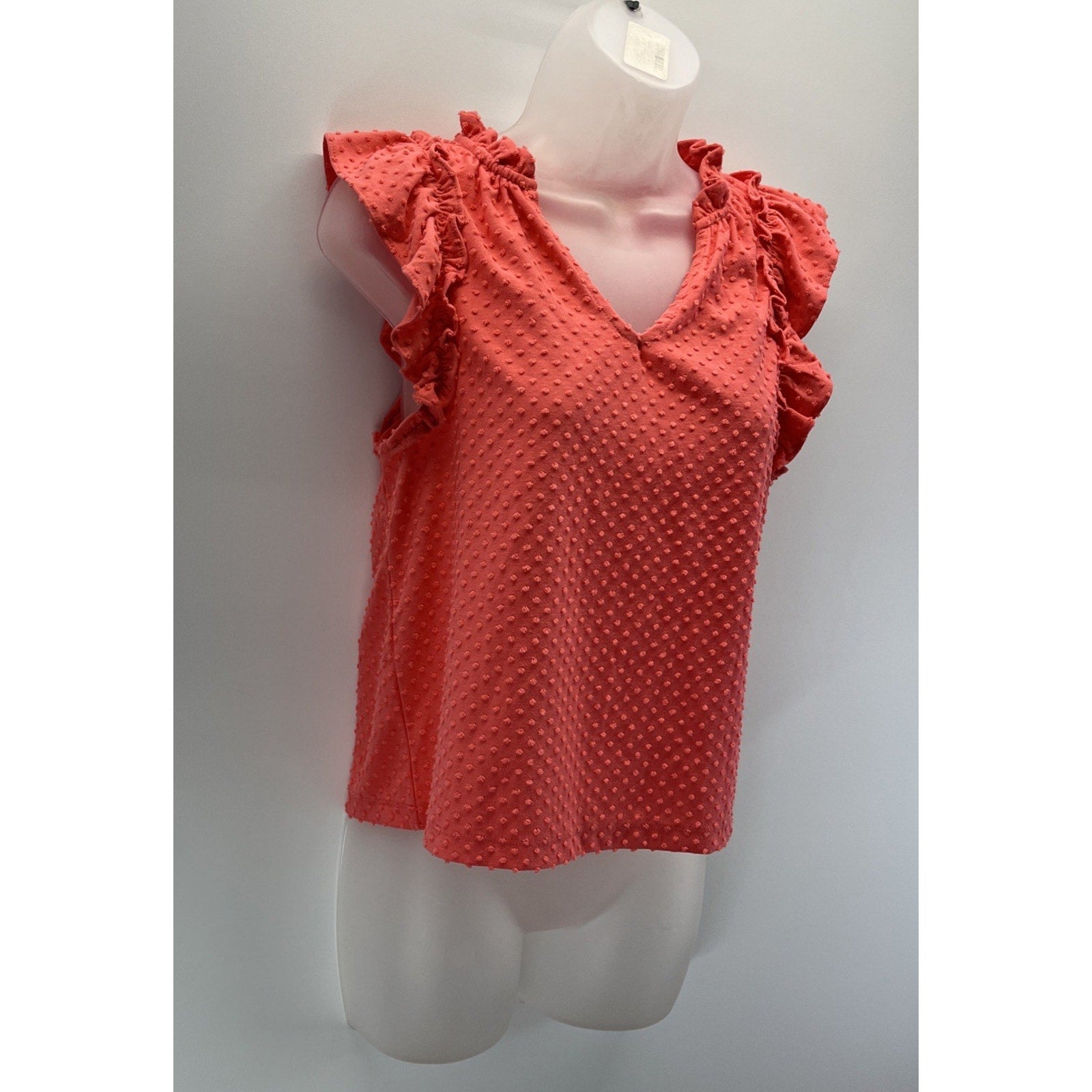 J. Crew Womens Ruffle Sleeve Blouse Clip Dot Top V-Neck Size S