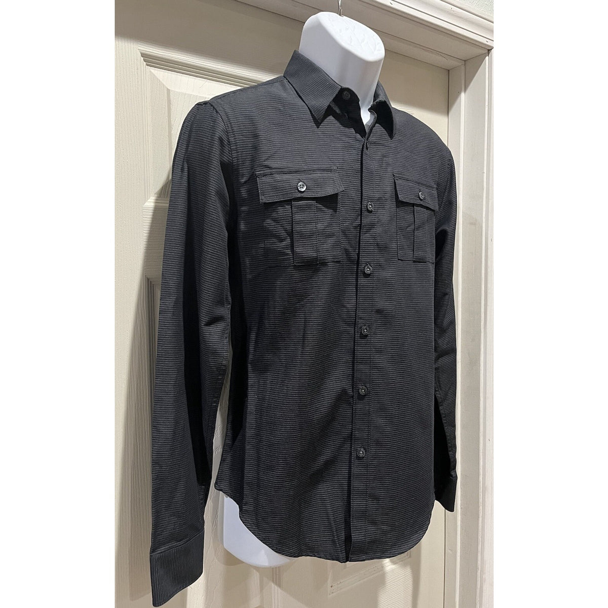 Y2K Structure Men’s Texture Cargo Shirt Black Onyx Size Small NWT