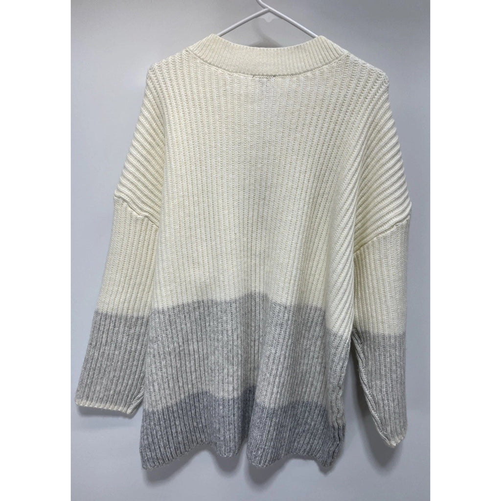 NWT Talbots Pretty Cream Grays Stripe 1/4 Zip High Neck Wool Blend Sweater 3X