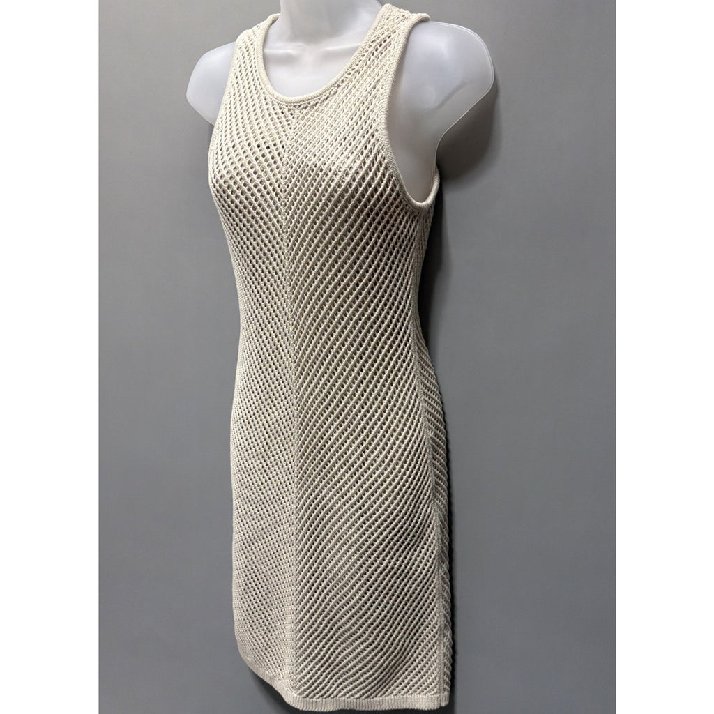 NEW GAP Crochet Mini Dress XS Knit Sleeveless Boho Summer Bedrock Beige Bohemian