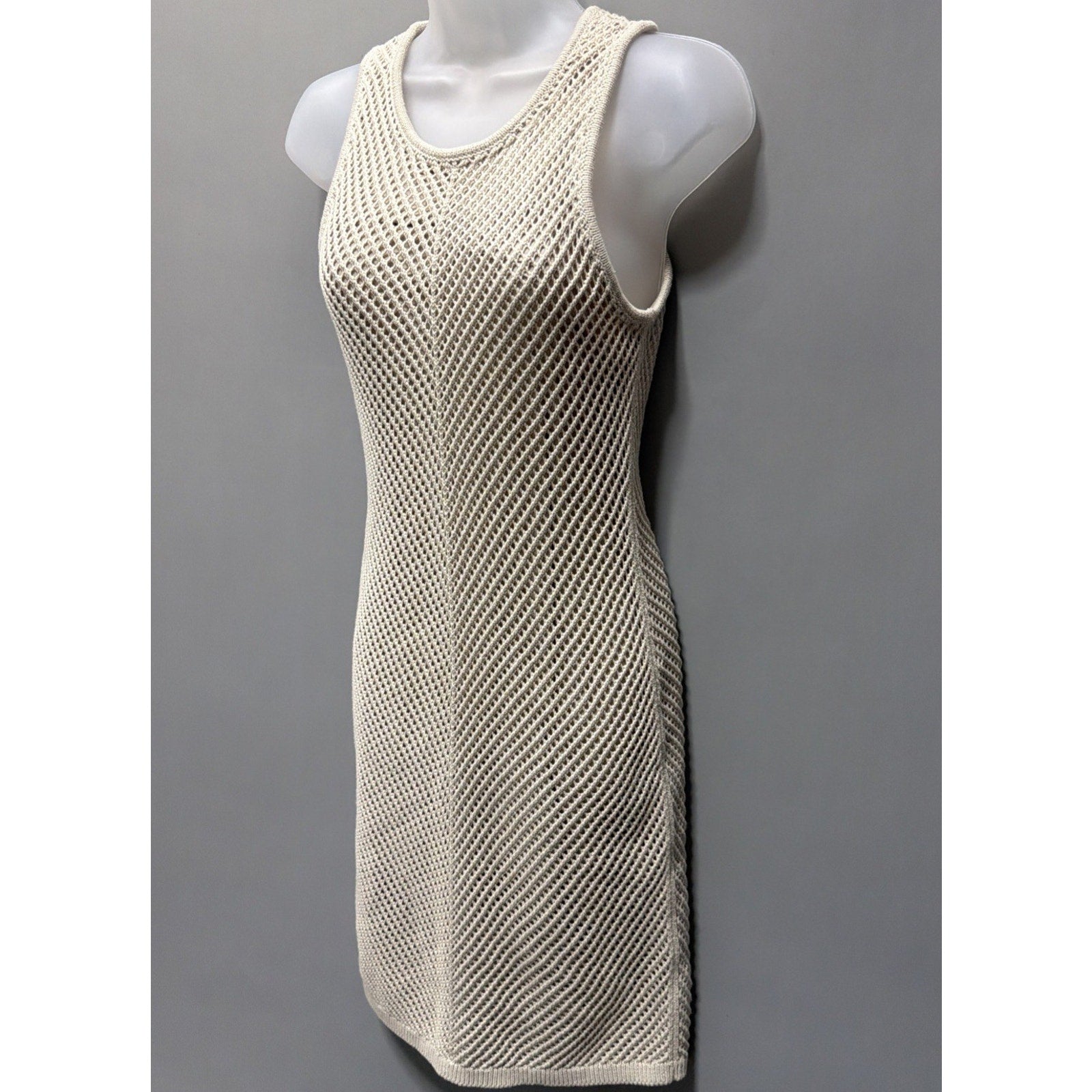 NEW GAP Crochet Mini Dress XS Knit Sleeveless Boho Summer Bedrock Beige Bohemian