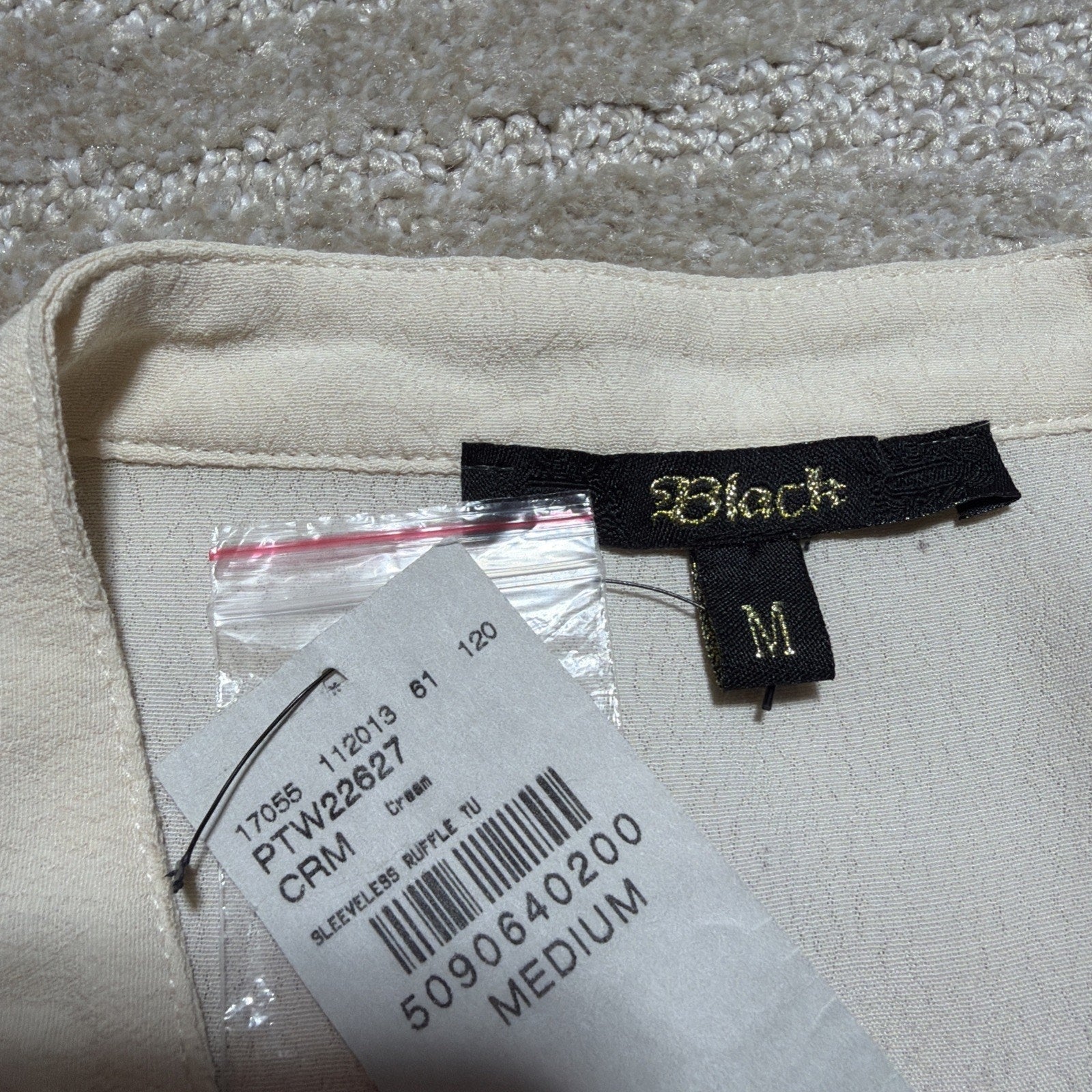 New BKE Buckle Top Womens Medium Ruffle Sequin Sleeveless Cream Brown NWT