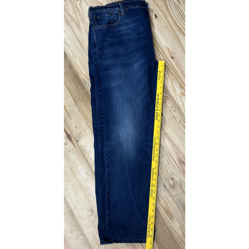Levis Jeans Mens 42x32 Blue Straight Relaxed Dark Wash Denim