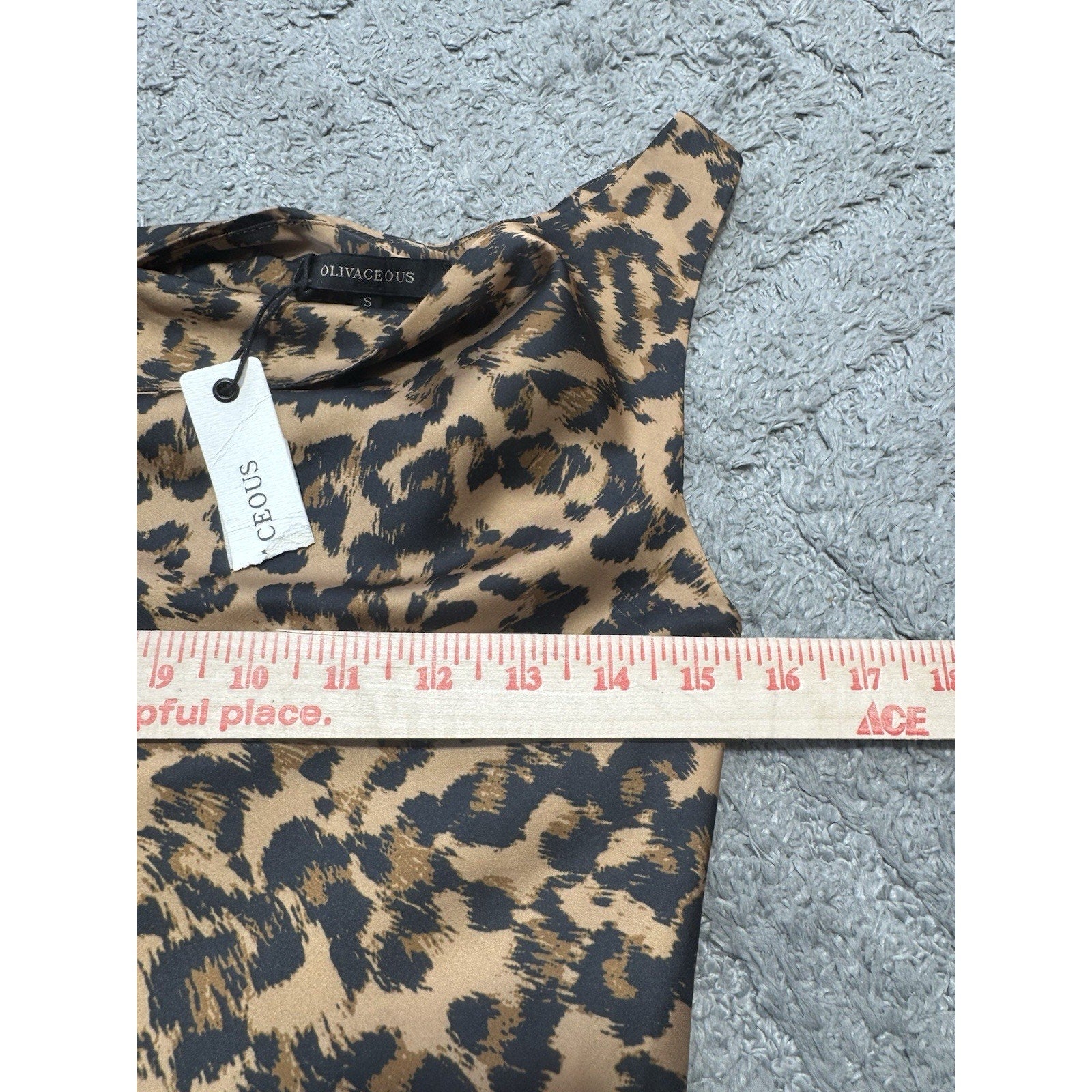 NWT Olivaceous Dress Womens Small Leopard Print Satin Cowl Neck Sleeveless Mini