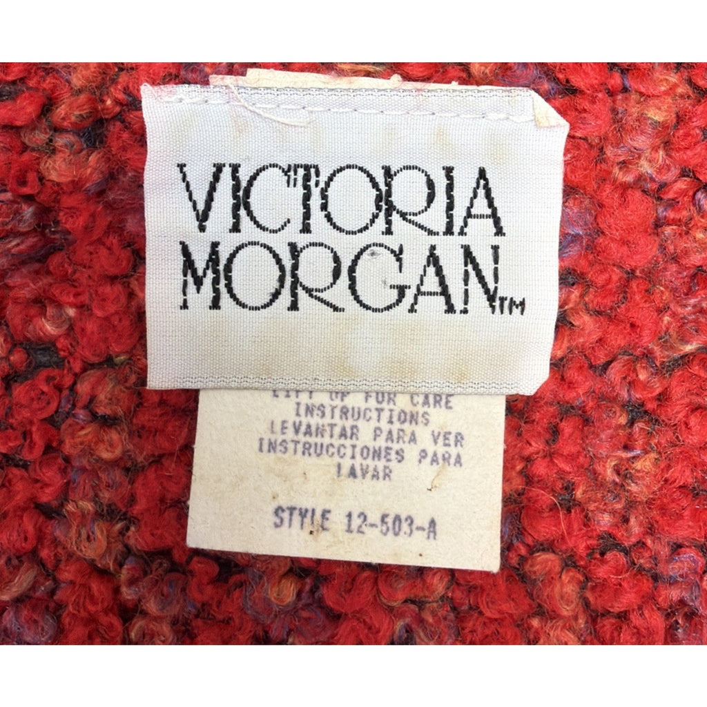 Vtg Victoria Morgan Textured Weave Red Jacket Holiday Party Made USA Size 18