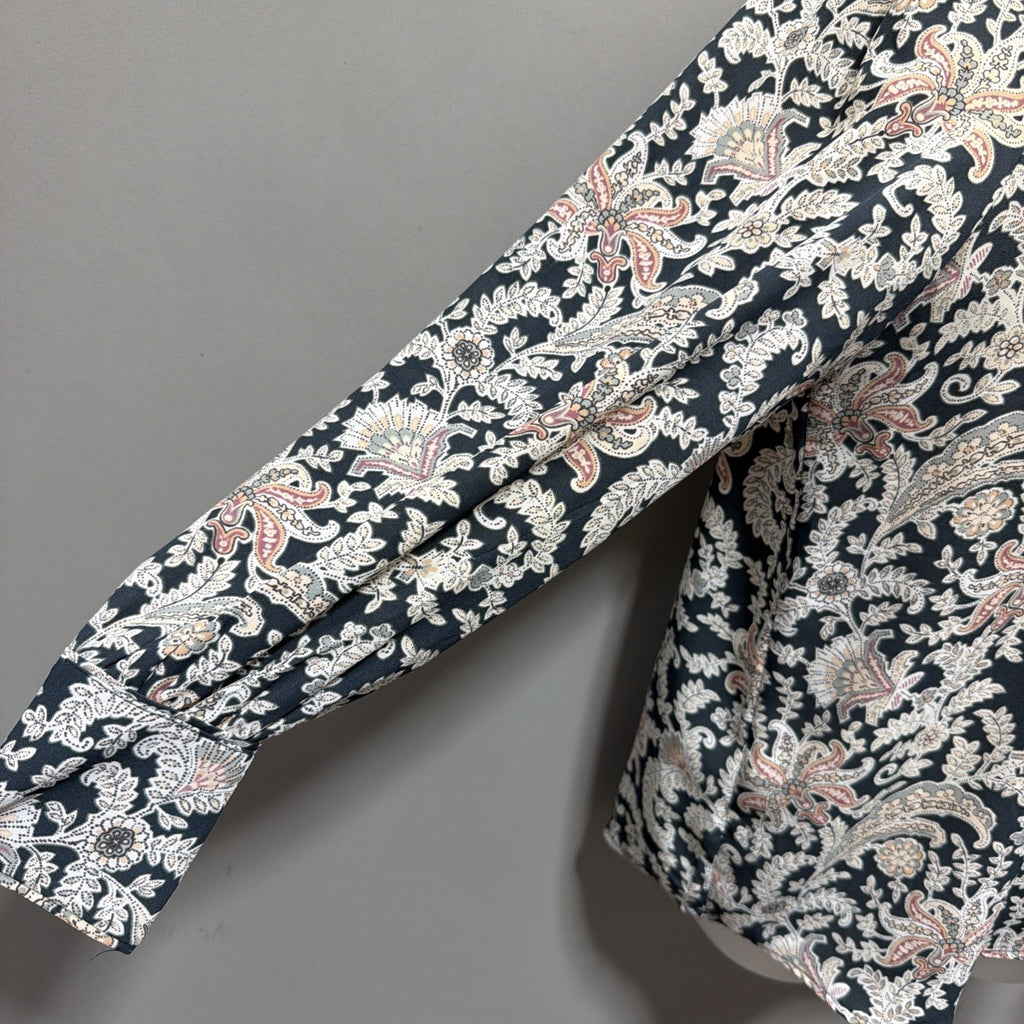 Loft Top Large Petite Paisley Multicolor Blouse Long Sleeve Round Neck