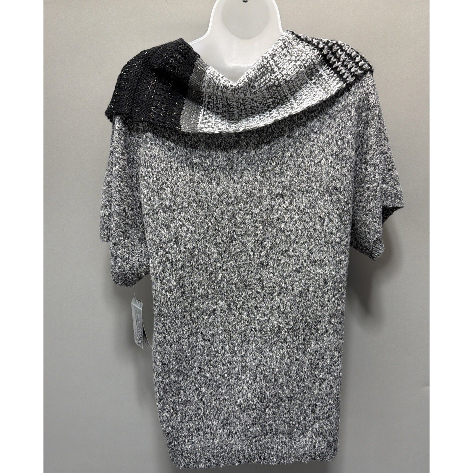 Style & Co Sweater Women’s Short Sleeve Size Large Gray Cowl Neck NWT