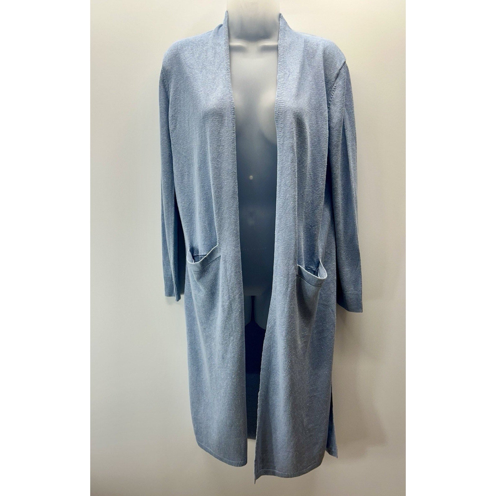 POLO Ralph Lauren Open Front Cardigan Sweater Blue 100% Linen Women's XS -NWT- .