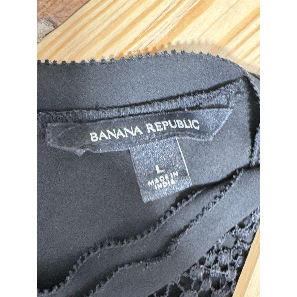 Banana Republic Women's Black Eyelet Sheer Blouse Sleeveless Size Large