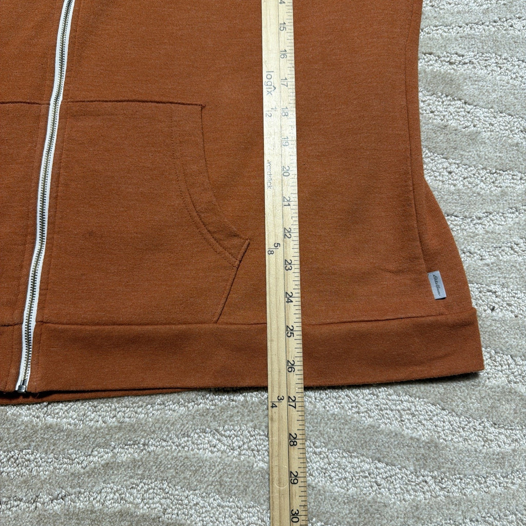 Eddie Bauer Vintage Soft Fleece Hoodie Womens Small Orange Full Zip Sweatshirt