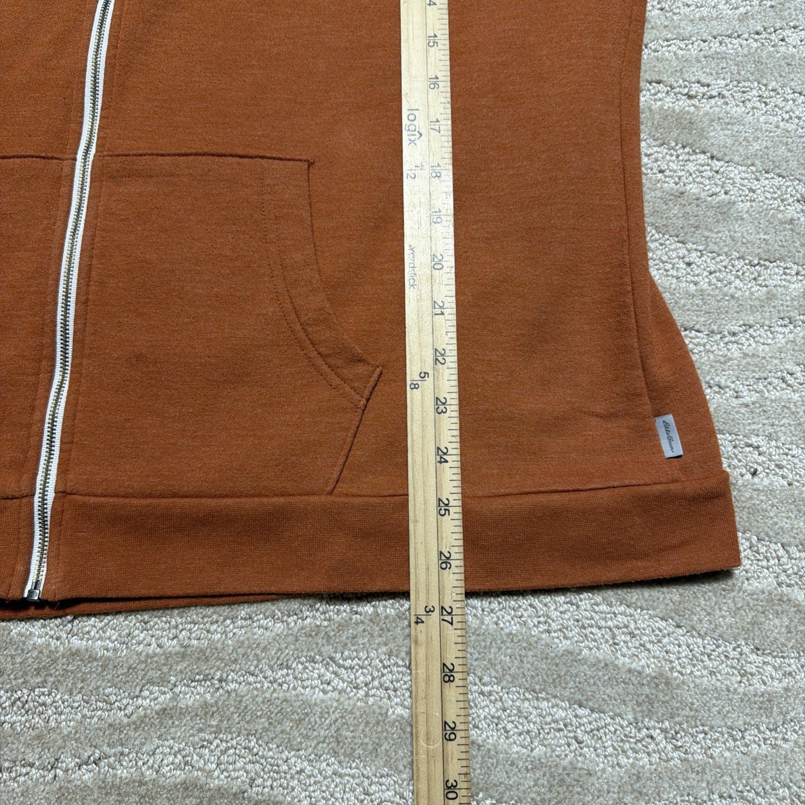 Eddie Bauer Vintage Soft Fleece Hoodie Womens Small Orange Full Zip Sweatshirt