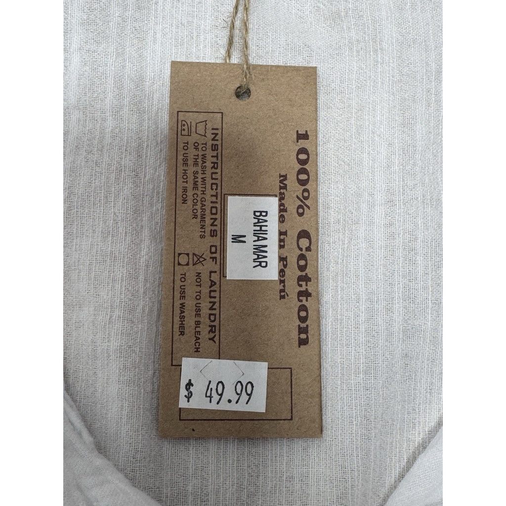 Cotton Natural Peru Sleeveless White Button Front Collared Women’s Medium NWT