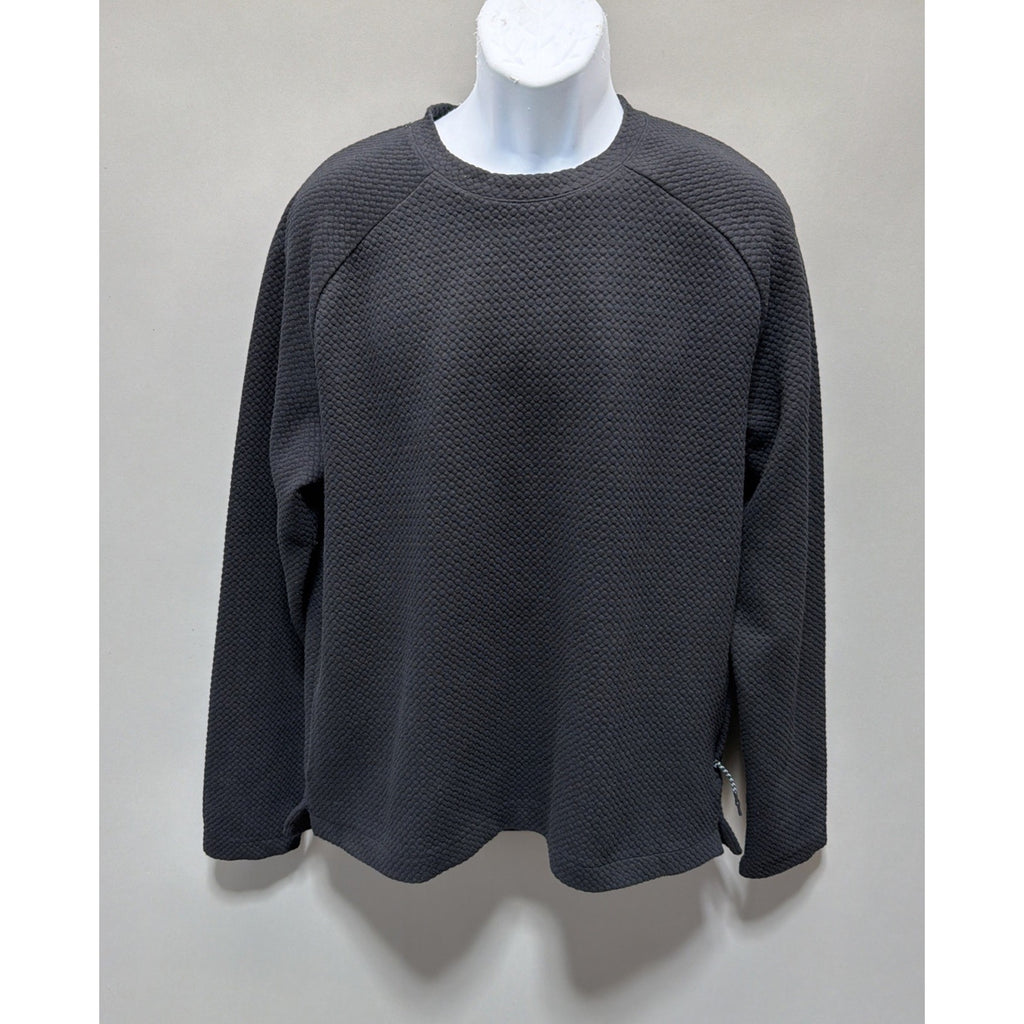 FLX Urban Commuter Waffle Knit Pullover Top Zip Pocket Black Size L