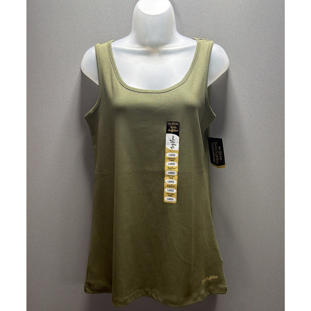 NWT Noble Outfitters Tank Top Women's Sz L Olive Tug Free Stretch