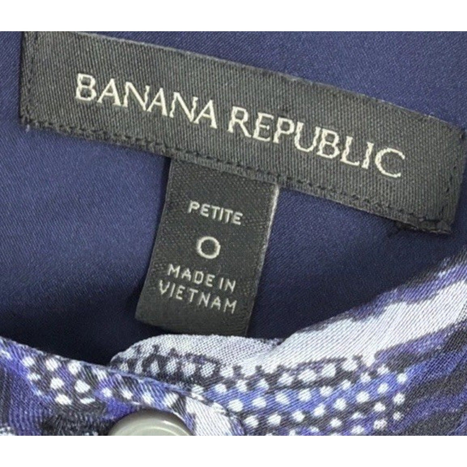 Banana Republic Ruffle Neck Lined Shirtdress Sleeveless Women 0 Petite Navy