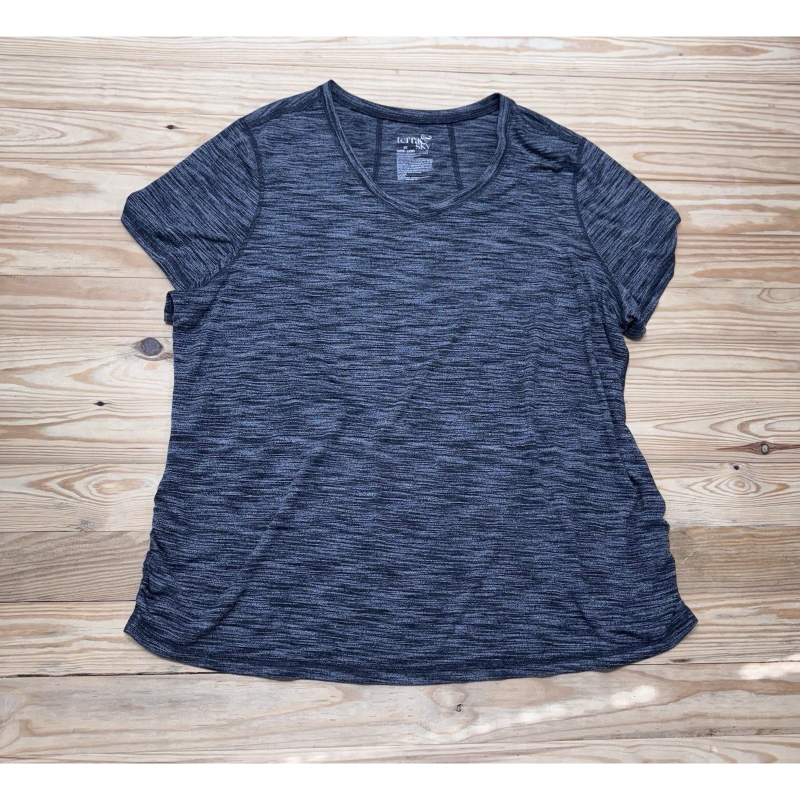 Terra & Sky Gray Athletic Knit Top Short Sleeve Women’s Plus 2X (20W-22W)