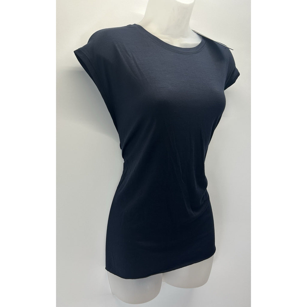 Women’s Mono b Size Large Tencel Hi-Lo Dark Navy Shirt New With Tag.