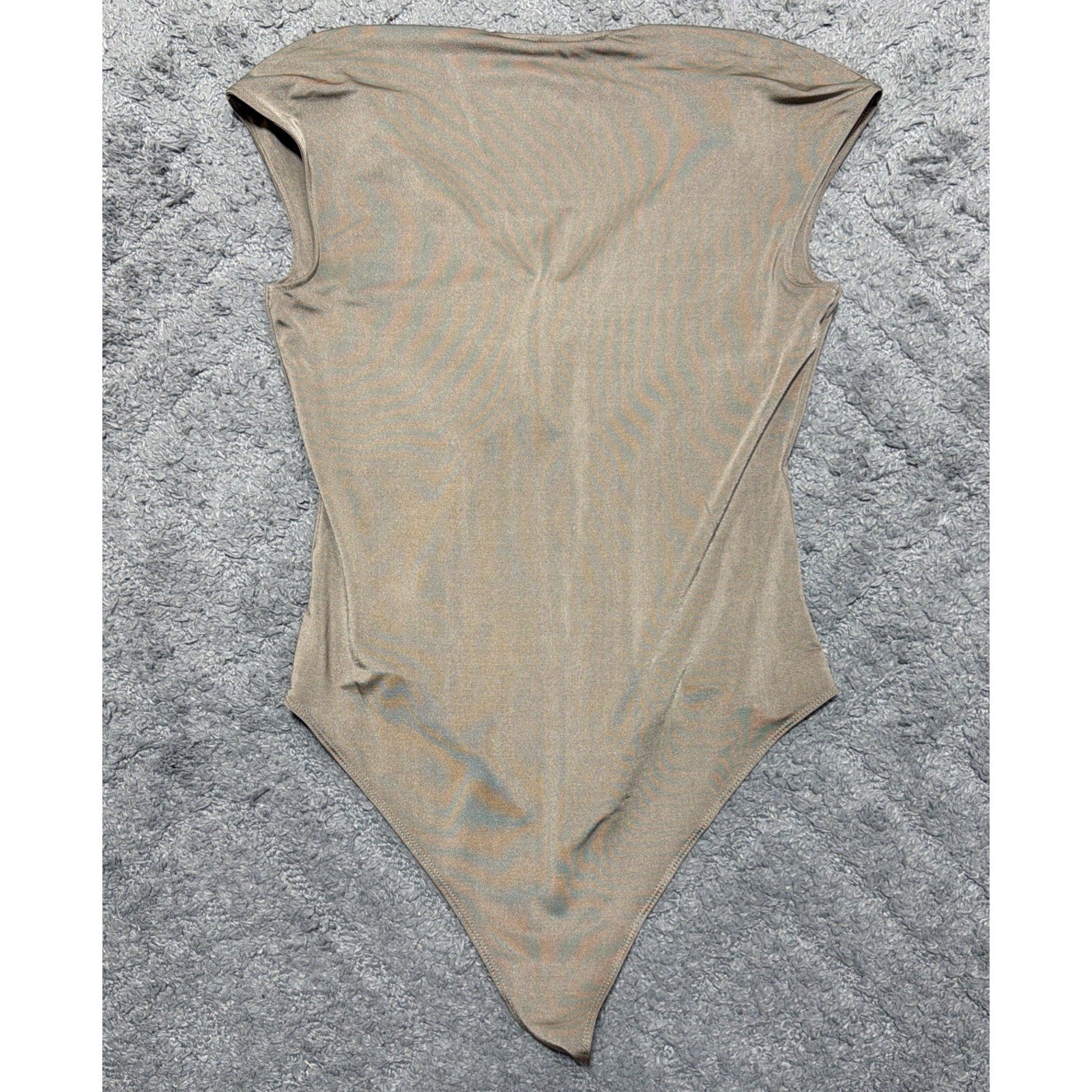 H&M Biege Cap Sleeve Biege Satin Jersey Bodysuit Size Medium NWT