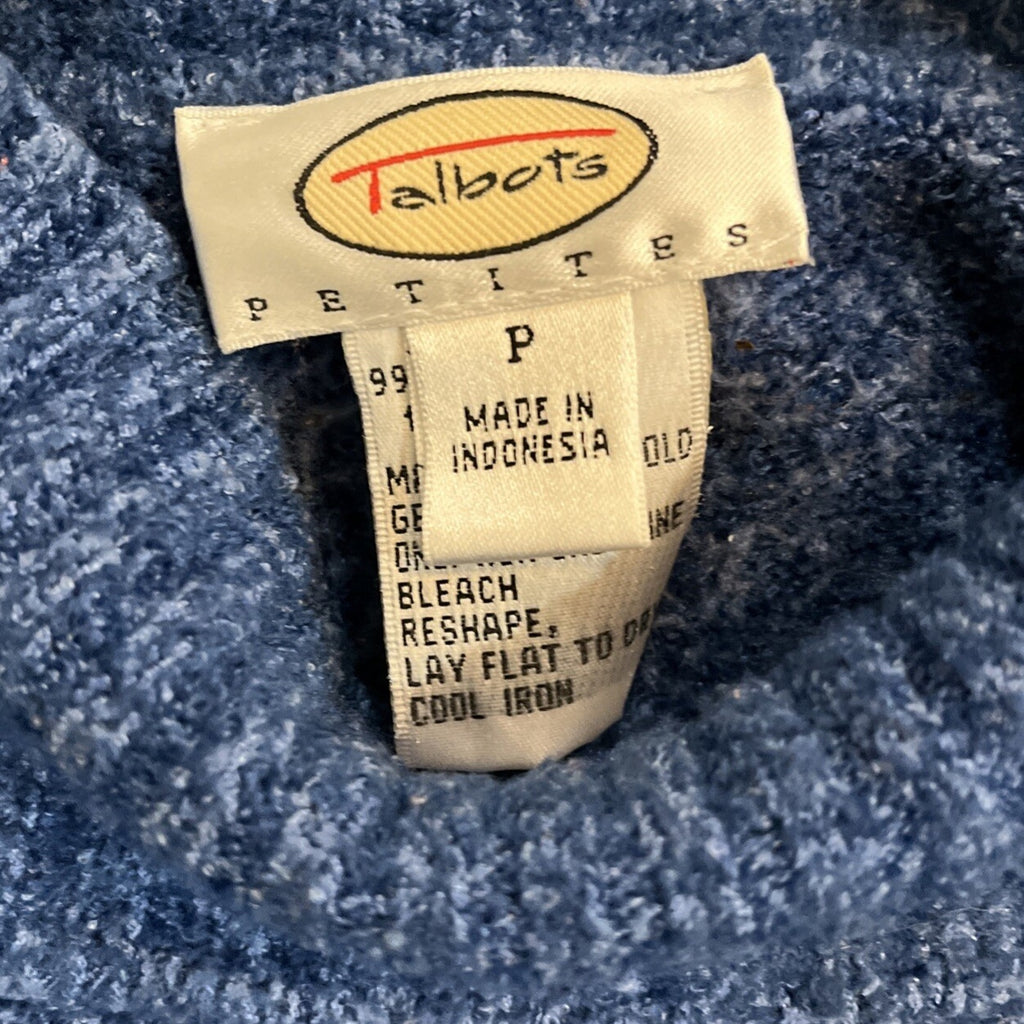 Talbots Sweater Women's Size: Petites Blue Mock Neck Pullover Long Sleeve