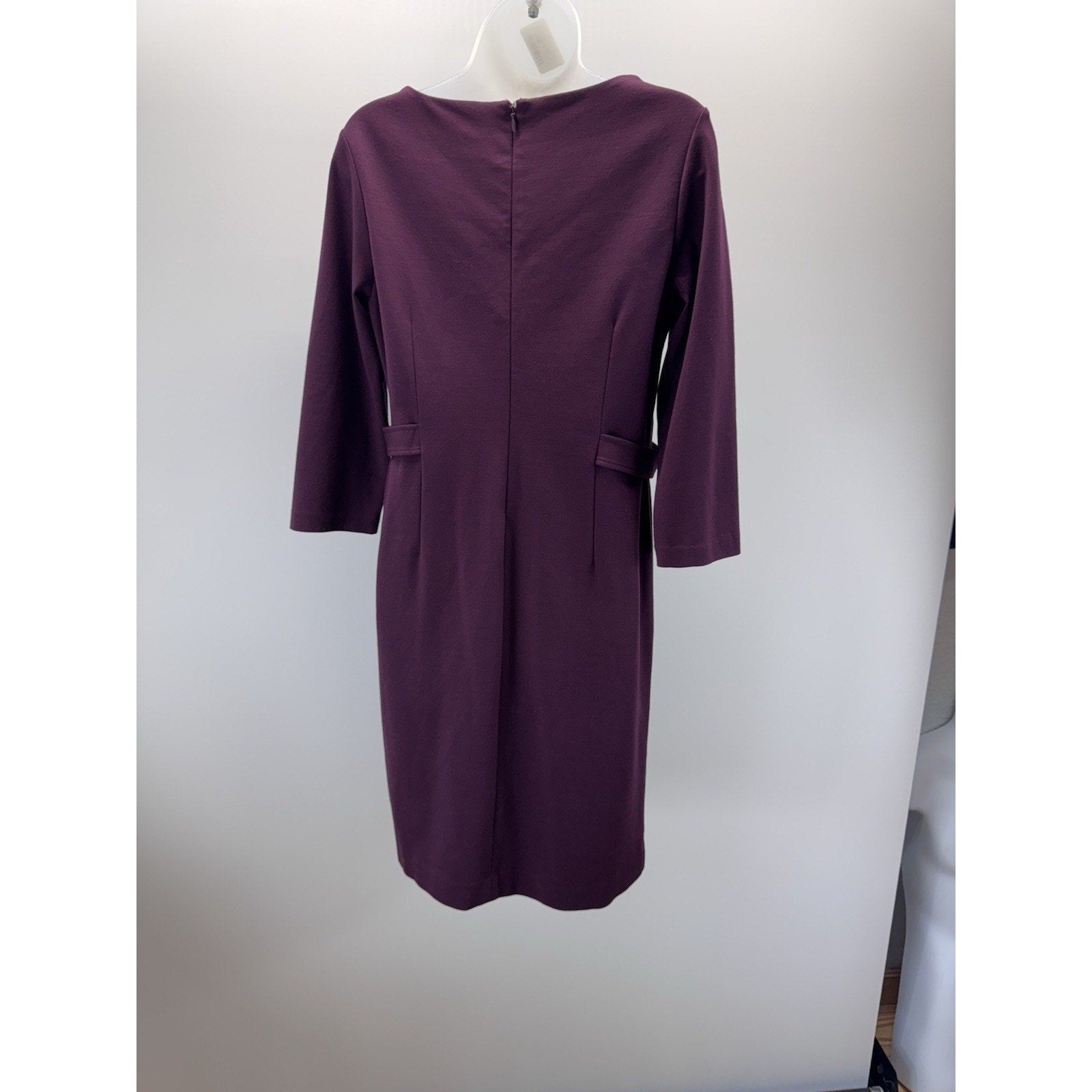 Chicos Sheath Dress Size 00 (US 2) Double Zip Maroon Knit 3/4 Sleeve