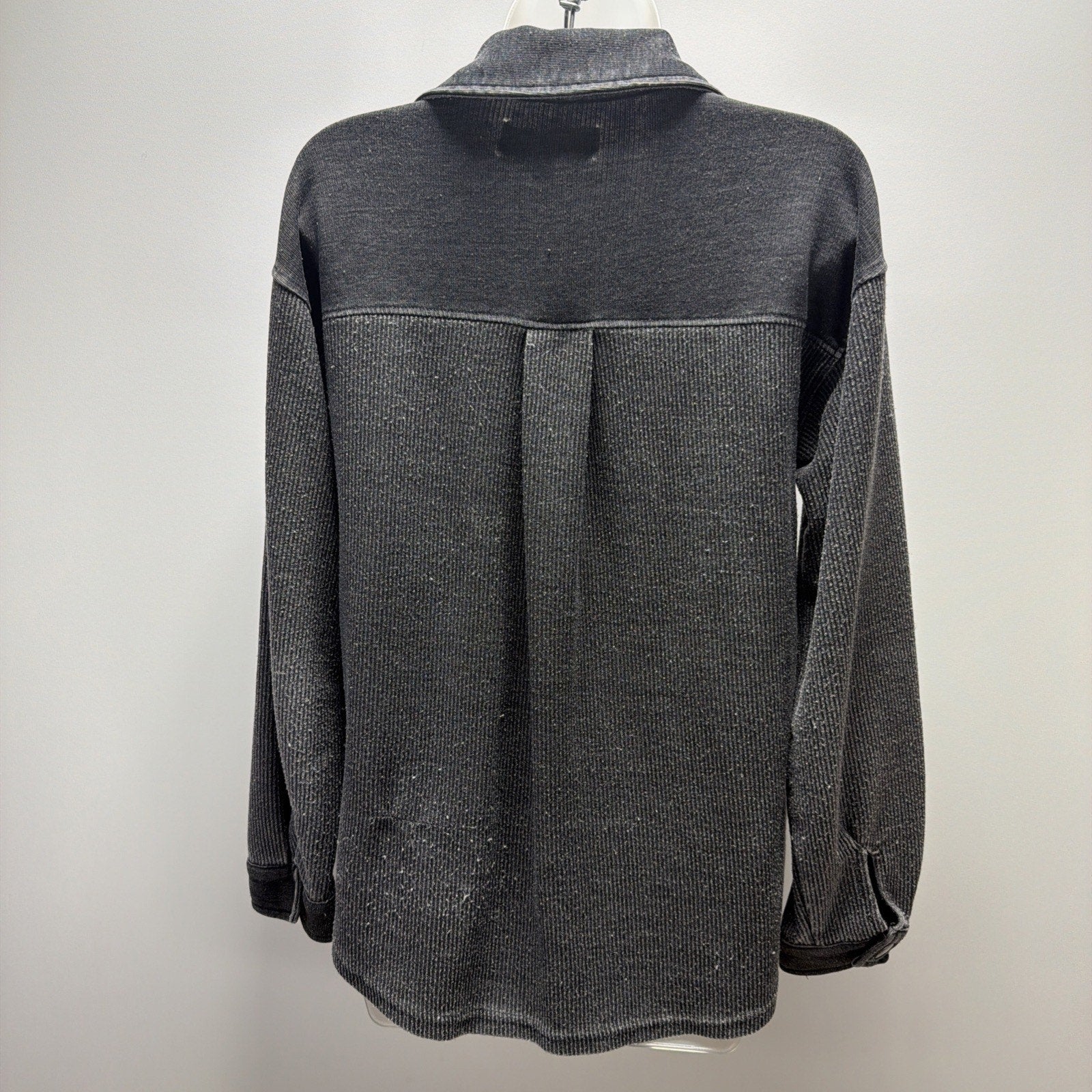 Thread and Supply Vintage Black Button-Up Terry Shirt Shacket XS Pockets