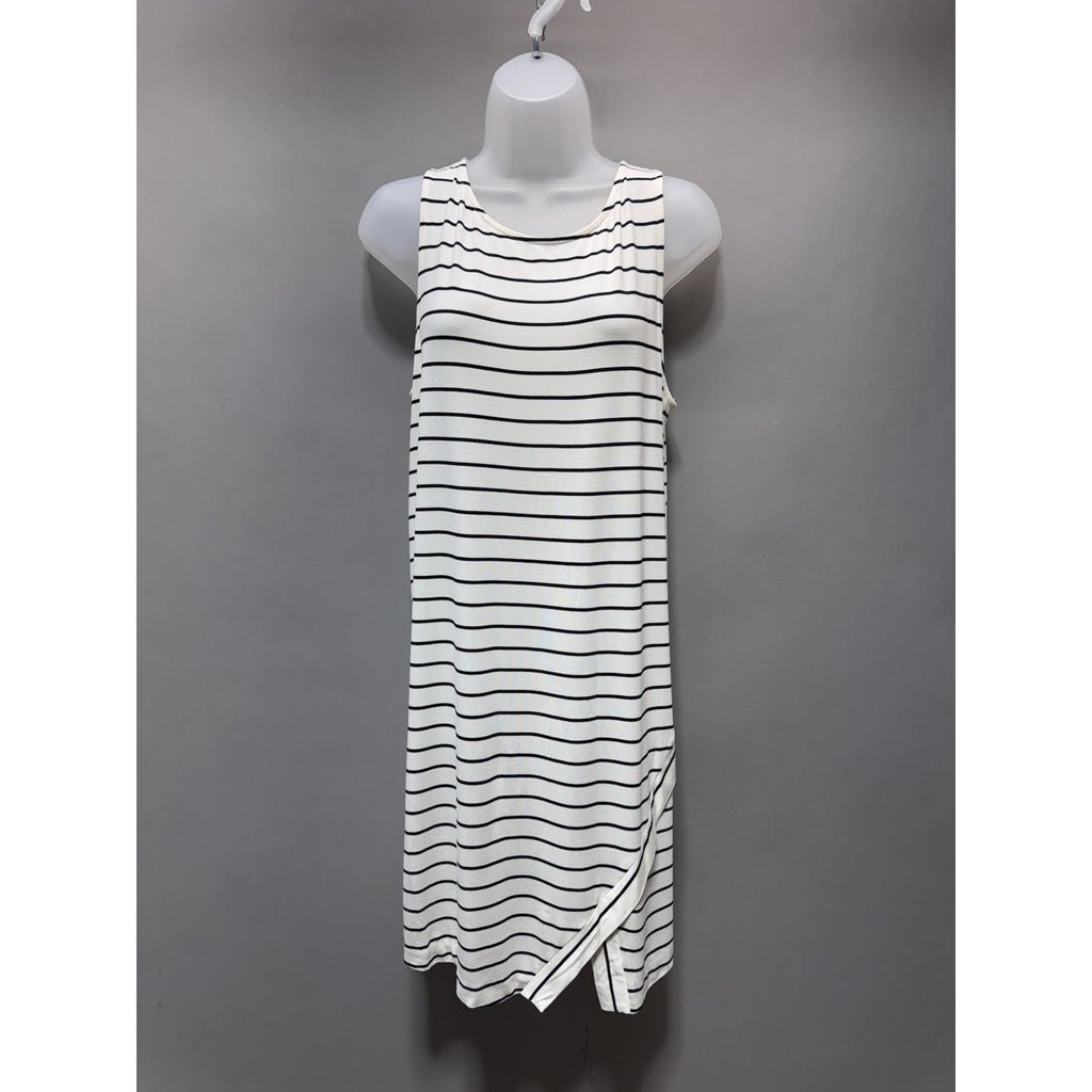 Kensie Women's Dress Striped White/Black Sleeveless Size Large New